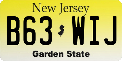 NJ license plate B63WIJ
