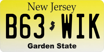NJ license plate B63WIK