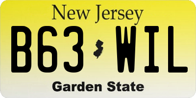 NJ license plate B63WIL