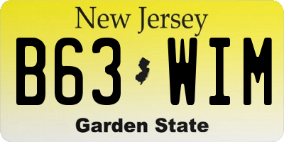 NJ license plate B63WIM