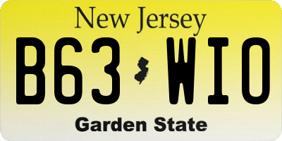 NJ license plate B63WIO