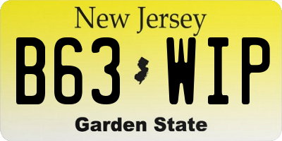 NJ license plate B63WIP