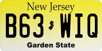 NJ license plate B63WIQ