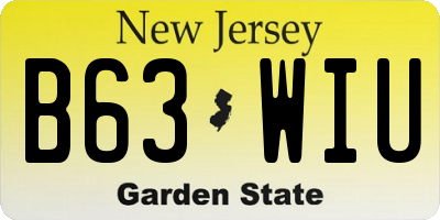NJ license plate B63WIU