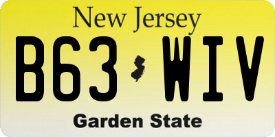 NJ license plate B63WIV