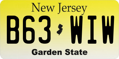 NJ license plate B63WIW