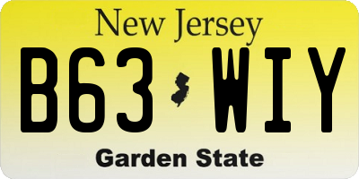 NJ license plate B63WIY