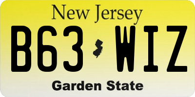 NJ license plate B63WIZ