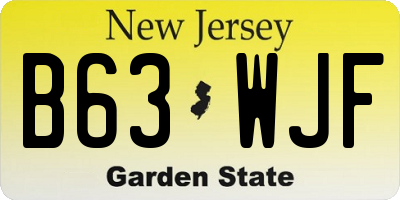 NJ license plate B63WJF