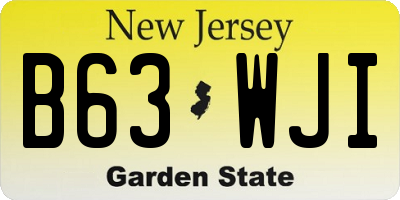 NJ license plate B63WJI