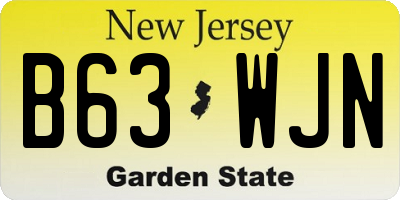 NJ license plate B63WJN