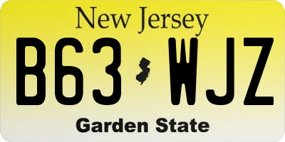 NJ license plate B63WJZ