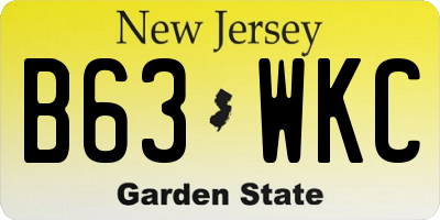 NJ license plate B63WKC
