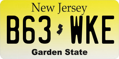 NJ license plate B63WKE