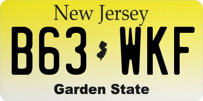 NJ license plate B63WKF