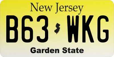 NJ license plate B63WKG