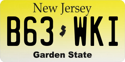 NJ license plate B63WKI