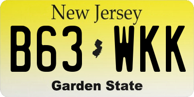 NJ license plate B63WKK