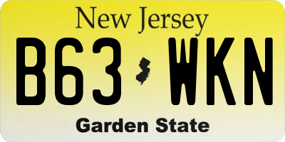 NJ license plate B63WKN
