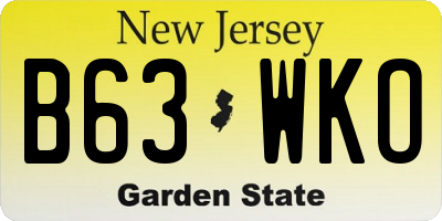 NJ license plate B63WKO
