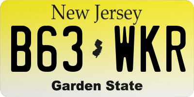 NJ license plate B63WKR