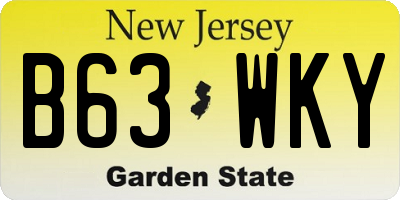NJ license plate B63WKY