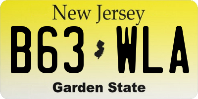 NJ license plate B63WLA
