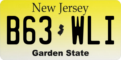 NJ license plate B63WLI