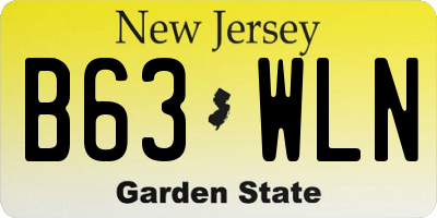 NJ license plate B63WLN