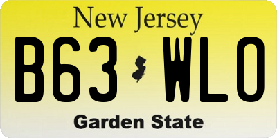 NJ license plate B63WLO