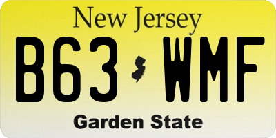 NJ license plate B63WMF