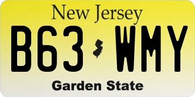 NJ license plate B63WMY