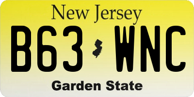 NJ license plate B63WNC