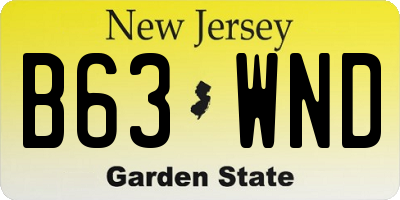 NJ license plate B63WND
