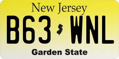 NJ license plate B63WNL