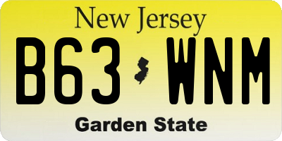 NJ license plate B63WNM