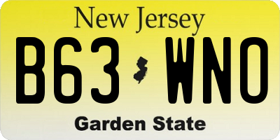 NJ license plate B63WNO