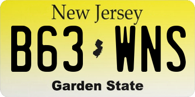 NJ license plate B63WNS