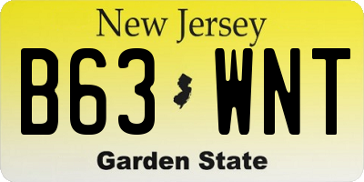 NJ license plate B63WNT
