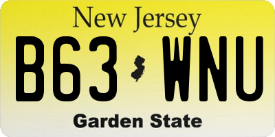 NJ license plate B63WNU