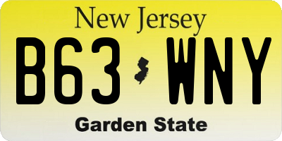NJ license plate B63WNY
