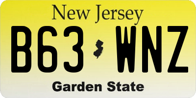 NJ license plate B63WNZ