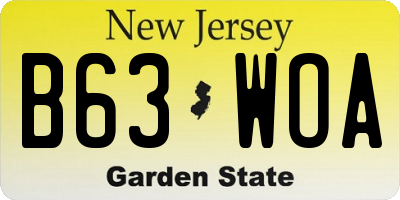 NJ license plate B63WOA