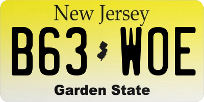 NJ license plate B63WOE