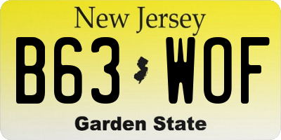 NJ license plate B63WOF