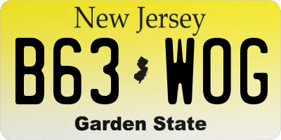 NJ license plate B63WOG