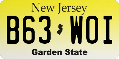 NJ license plate B63WOI