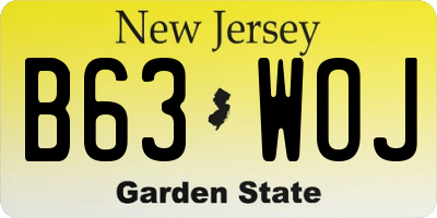 NJ license plate B63WOJ