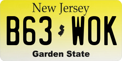 NJ license plate B63WOK