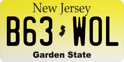 NJ license plate B63WOL